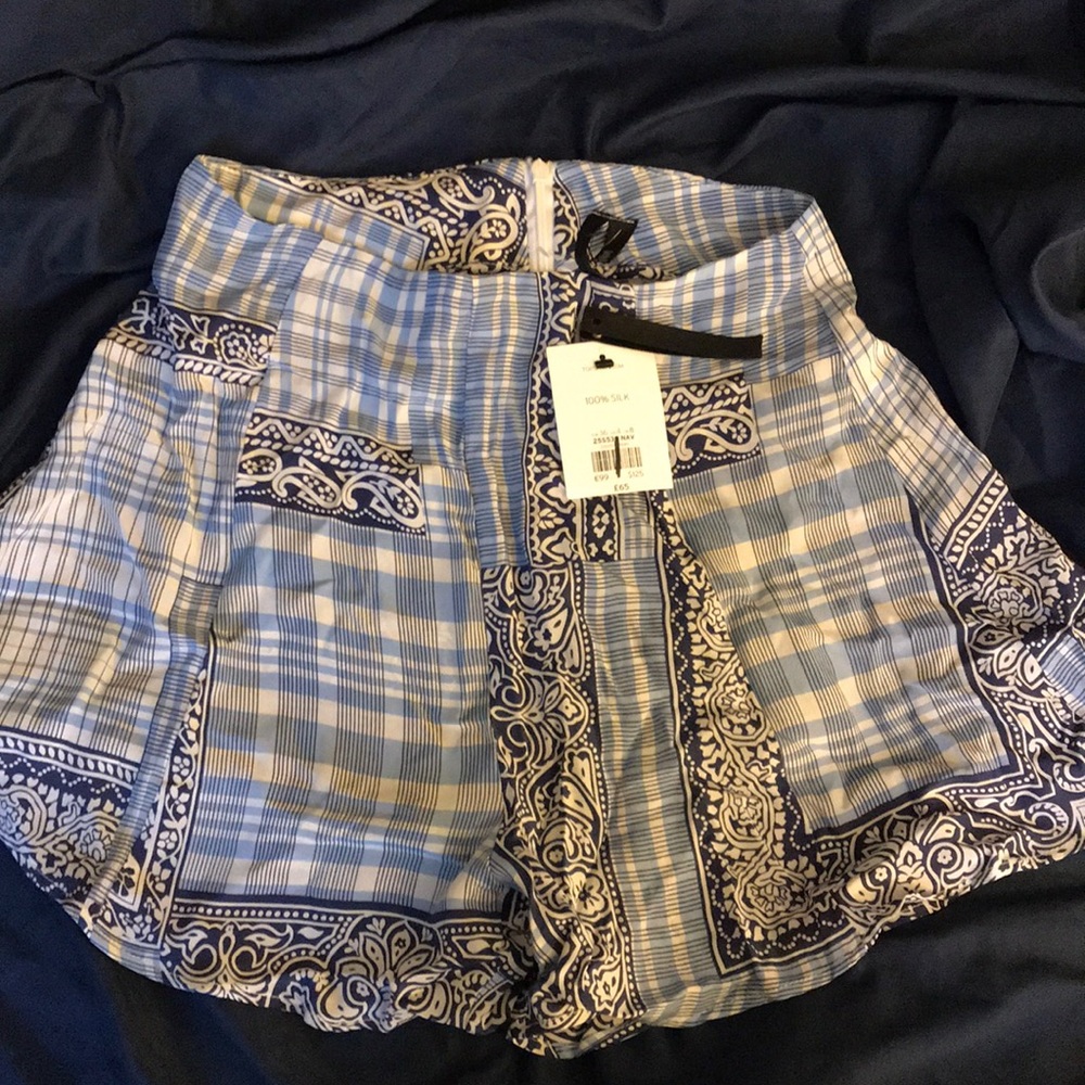 NWT Blue Silk TopShop shorts skort Sz 4